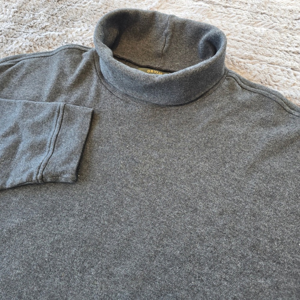 Orvis Charles F Orvis Signature Pima Cotton Mock Neck Pullover Gray XXL Mens